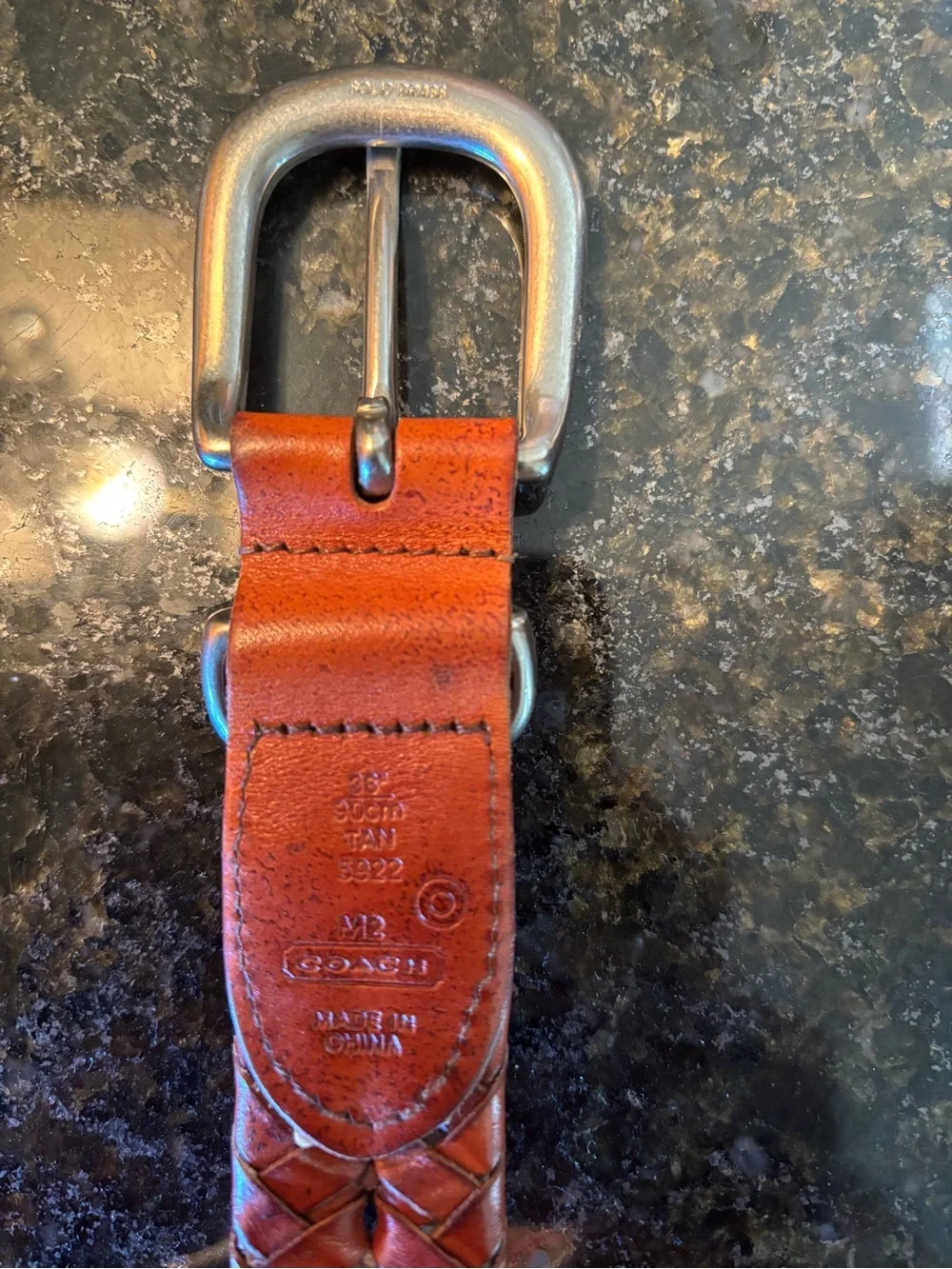Coach Woven Leather Belt in Chestnut Brown - Picture 4 of 4